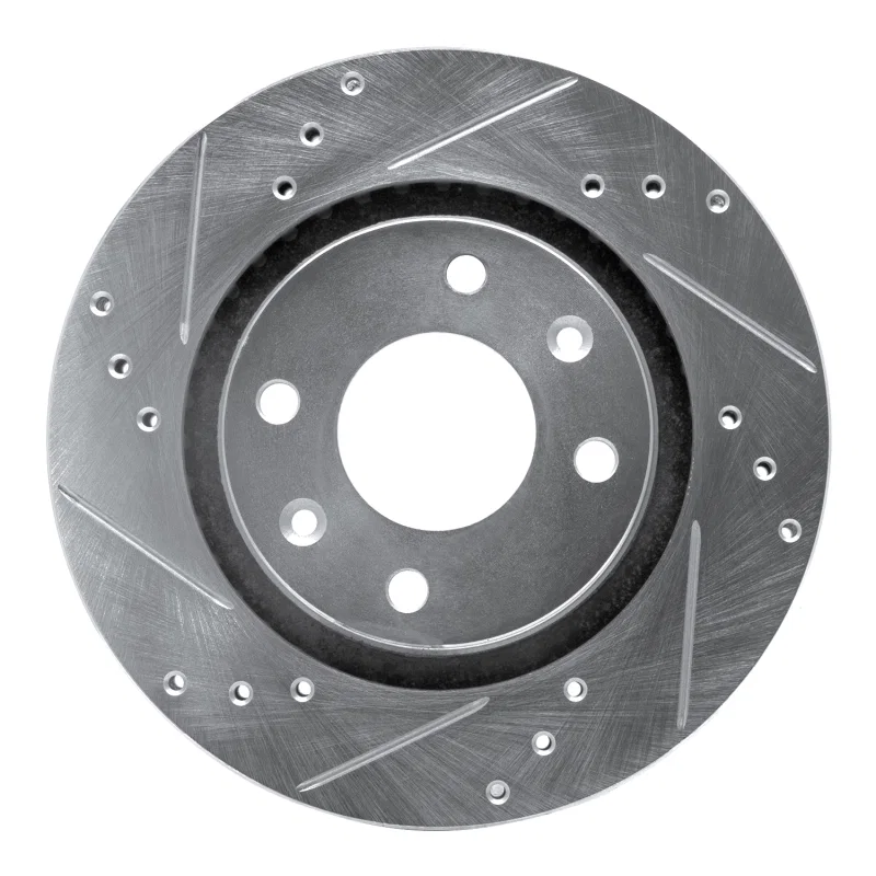 R1 Concepts 631-28003L, R1 89-91 Peugeot 405 Front Left Drilled & Slotted Silver Brake Rotor