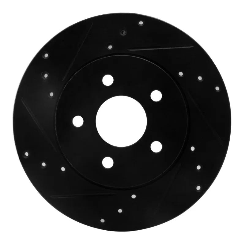R1 Concepts 633-20013L, R1 01-08 Ford Mondeo (Mexico) Rear Left Drilled & Slotted Black Brake Rotor for Jaguar X-Type
