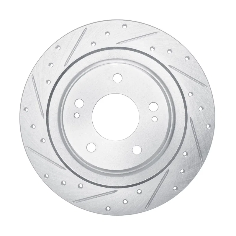 R1 Concepts 631-72063L, R1 13-25 Mitsubishi Outlander PHEV Rear Left Drilled & Slotted Silver Brake Rotor