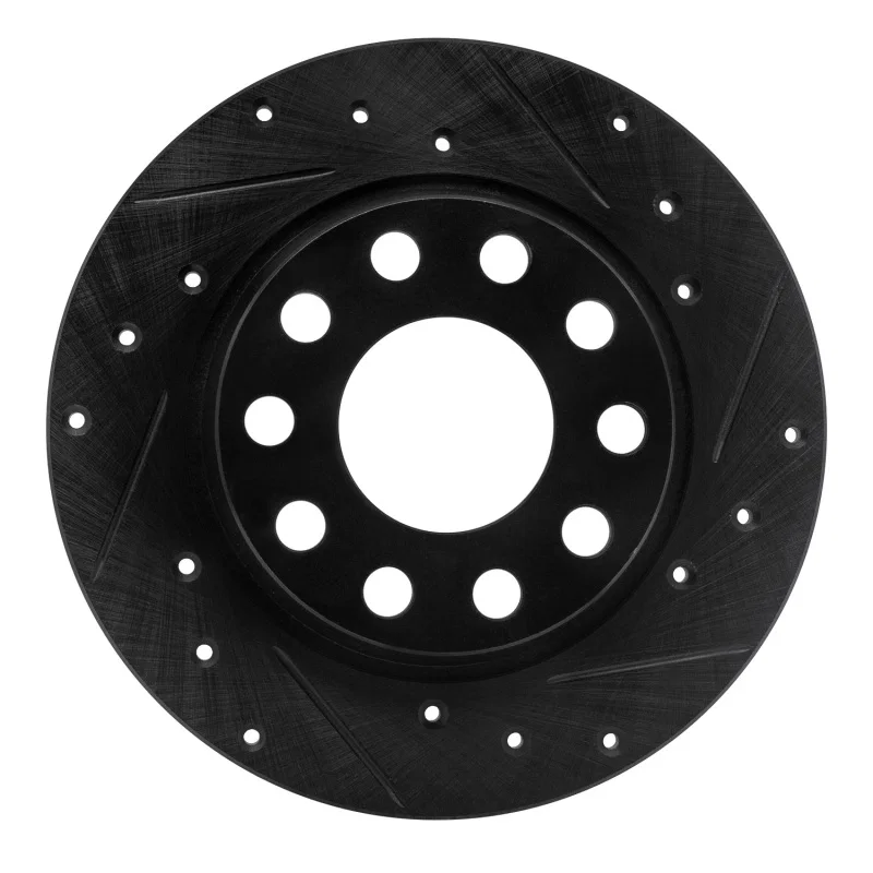 R1 Concepts 633-74045R, R1 01-03 Volkswagen EuroVan Front Right Drilled & Slotted Black Brake Rotor