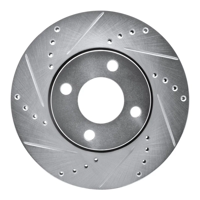 R1 Concepts 631-73010L, R1 90-98 Audi 90 Front Left Drilled & Slotted Silver Brake Rotor