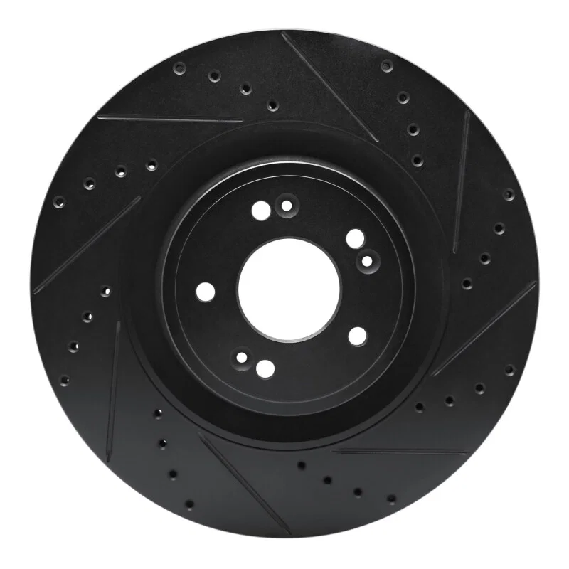R1 Concepts 633-03057R, R1 18-20 Genesis G80 Front Right Drilled & Slotted Black Brake Rotor
