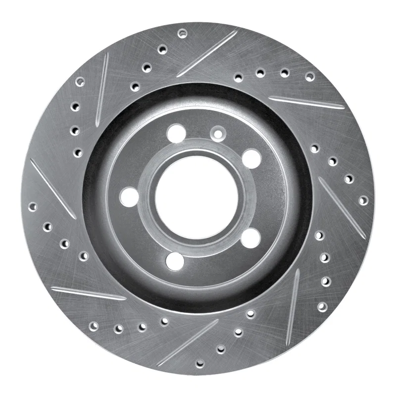 R1 Concepts 631-73032L, R1 04-09 Audi S4 Rear Left Drilled & Slotted Silver Brake Rotor