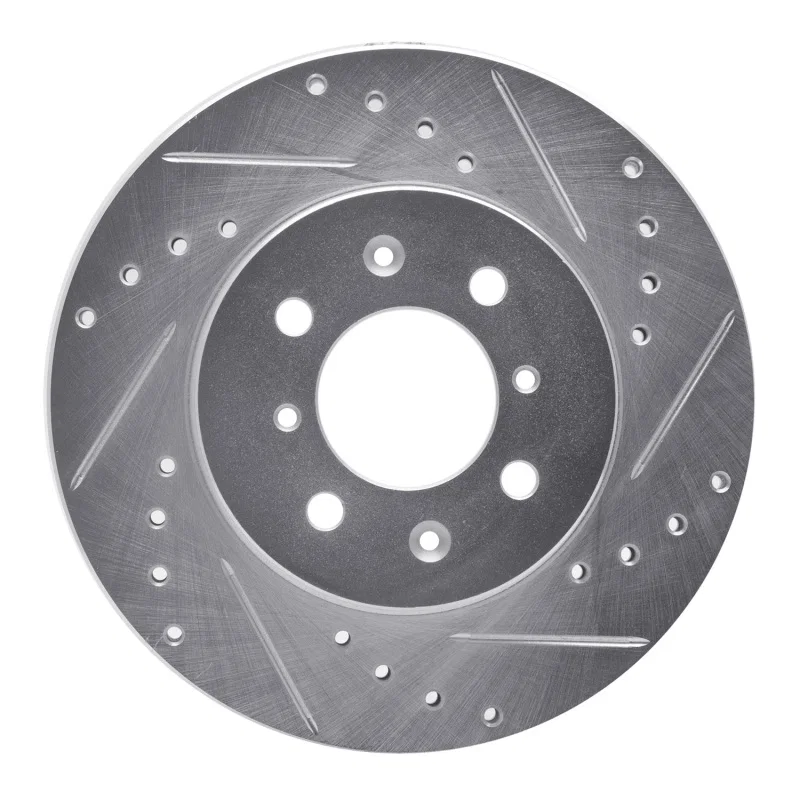 R1 Concepts 631-54004R, R1 94-97 Ford ASPIRE Front Right Drilled & Slotted Silver Brake Rotor