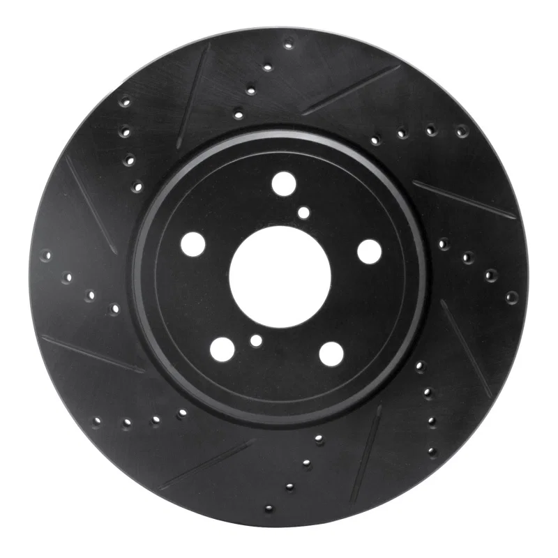 R1 Concepts 633-75009L, R1 01-06 Lexus LS430 Front Left Drilled & Slotted Black Brake Rotor