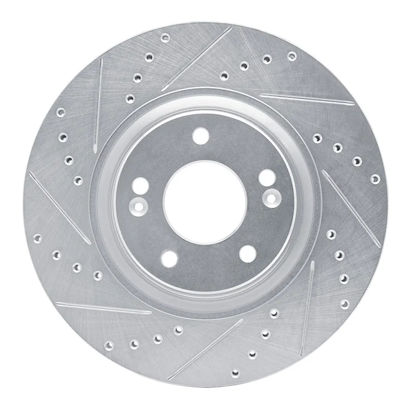 R1 Concepts 631-21035L, R1 17-20 Kia Cadenza Front Left Drilled & Slotted Silver Brake Rotor