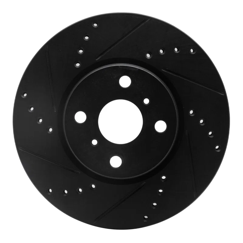R1 Concepts 633-76088L, R1 12-18 Toyota Yaris (USA/Canada) Front Left Drilled & Slotted Black Brake Rotor