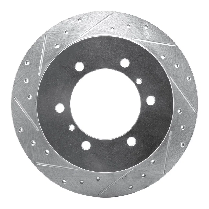R1 Concepts 631-72054L, R1 90-04 Mitsubishi Montero Rear Left Drilled & Slotted Silver Brake Rotor