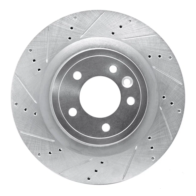 R1 Concepts 631-11026L, R1 14-24 Land Rover Range Rover Rear Left Drilled & Slotted Silver Brake Rotor