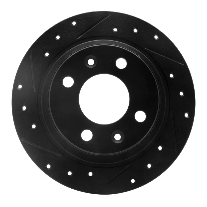 R1 Concepts 633-65006L, R1 86-98 Saab 9000 Rear Left Drilled & Slotted Black Brake Rotor