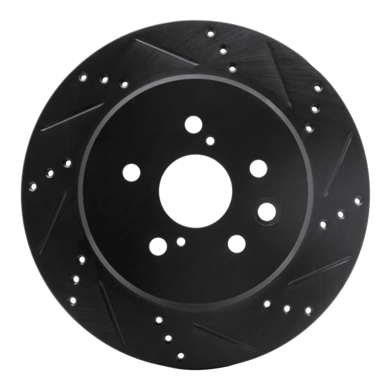 R1 Concepts 633-75036R, R1 06-20 Lexus IS250 Rear Right Drilled & Slotted Black Brake Rotor