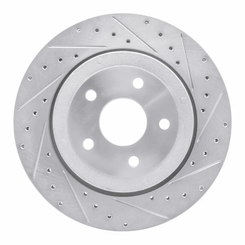 R1 Concepts 631-42003R, R1 06-10 Jeep Grand Cherokee Rear Right Drilled & Slotted Silver Brake Rotor