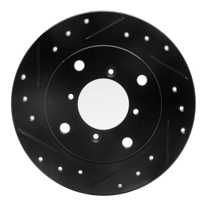 R1 Concepts 633-01001L, R1 89-94 Suzuki Swift Rear Left Drilled & Slotted Black Brake Rotor