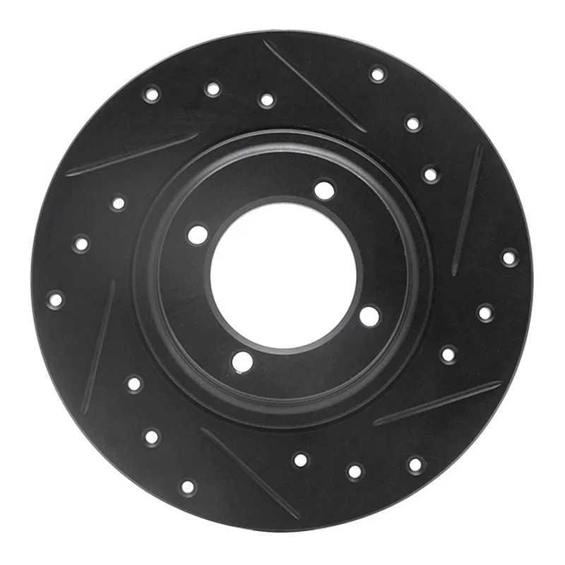 R1 Concepts 633-76004R, R1 81-84 Toyota STARLET Front Right Drilled & Slotted Black Brake Rotor