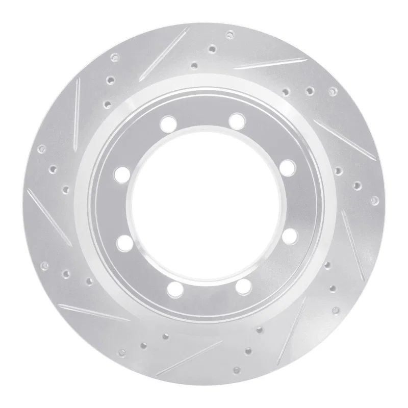 R1 Concepts 631-54168L, R1 99-07 Ford E-350 Super Duty Rear Left Drilled & Slotted Silver Brake Rotor