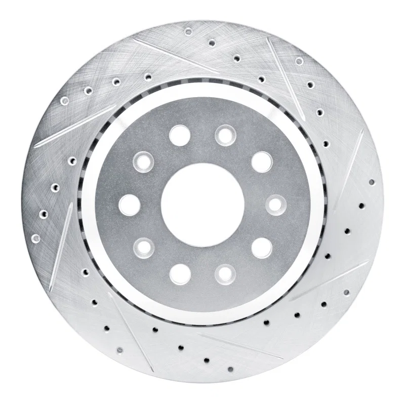 R1 Concepts 631-42043R, R1 20-25 Jeep Gladiator Rear Right Drilled & Slotted Silver Brake Rotor