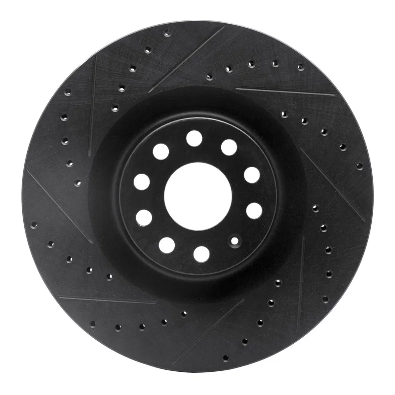 R1 Concepts 633-74029L, R1 06-13 Audi S3 (Mexico) Front Left Drilled & Slotted Black Brake Rotor for Volkswagen