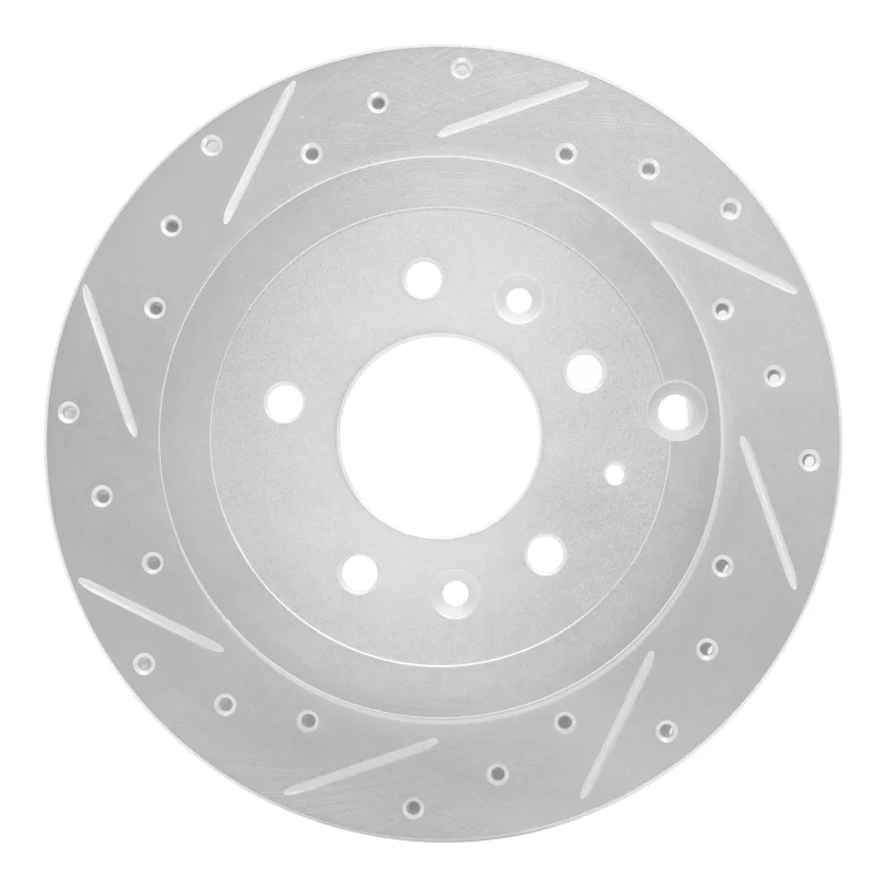 R1 Concepts 631-80067L, R1 07-12 Ford Edge Rear Left Drilled & Slotted Silver Brake Rotor