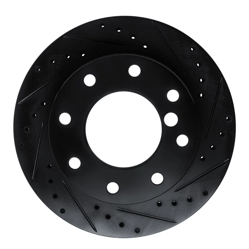 R1 Concepts 633-40087R, R1 75-79 Dodge W200 Front Right Drilled & Slotted Black Brake Rotor