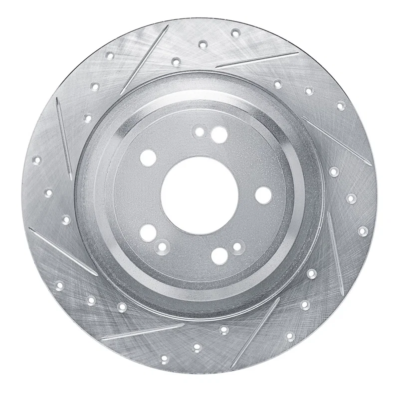 R1 Concepts 631-10009L, R1 21-25 Genesis GV70 Rear Left Drilled & Slotted Silver Brake Rotor
