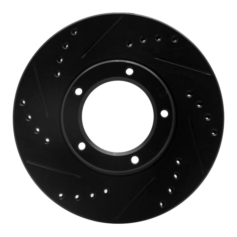 R1 Concepts 633-76106L, R1 89-08 Toyota Hilux (Mexico) Front Left Drilled & Slotted Black Brake Rotor