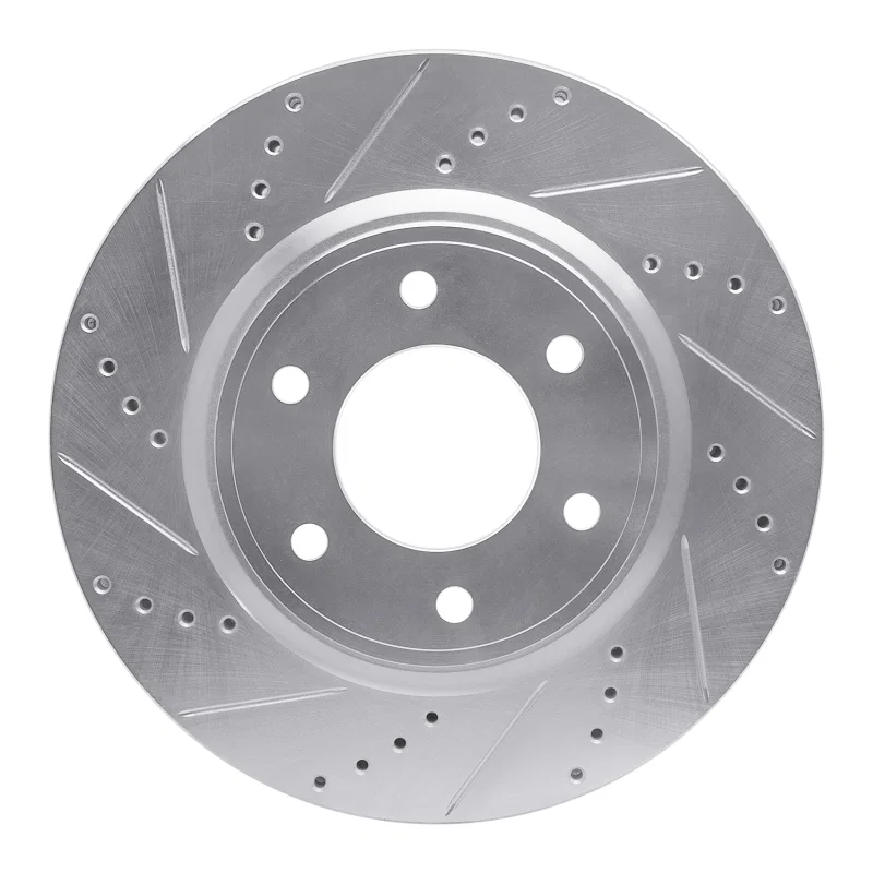 R1 Concepts 631-68016L, R1 07-24 Infiniti QX56 Front Left Drilled & Slotted Silver Brake Rotor