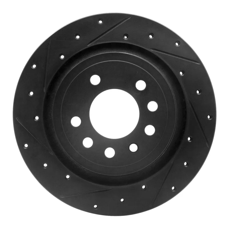 R1 Concepts 633-65020L, R1 08-11 Saab 9-3 Rear Left Drilled & Slotted Black Brake Rotor