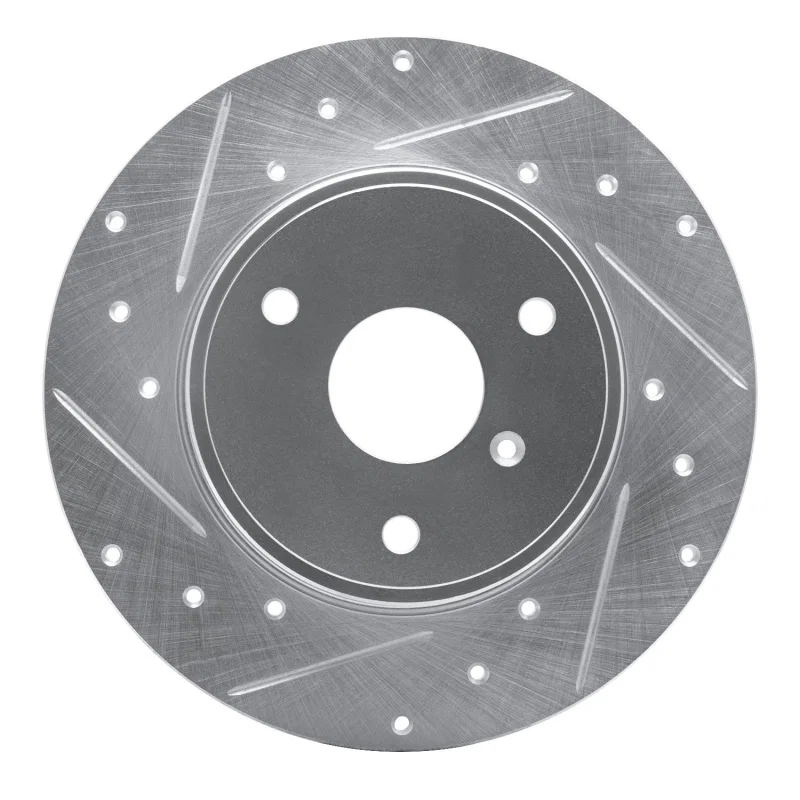 R1 Concepts 631-63090L, R1 05-16 Smart Fortwo Front Left Drilled & Slotted Silver Brake Rotor