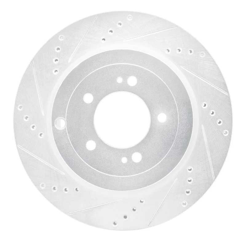 R1 Concepts 631-72042L, R1 08-15 Mitsubishi Lancer Rear Left Drilled & Slotted Silver Brake Rotor