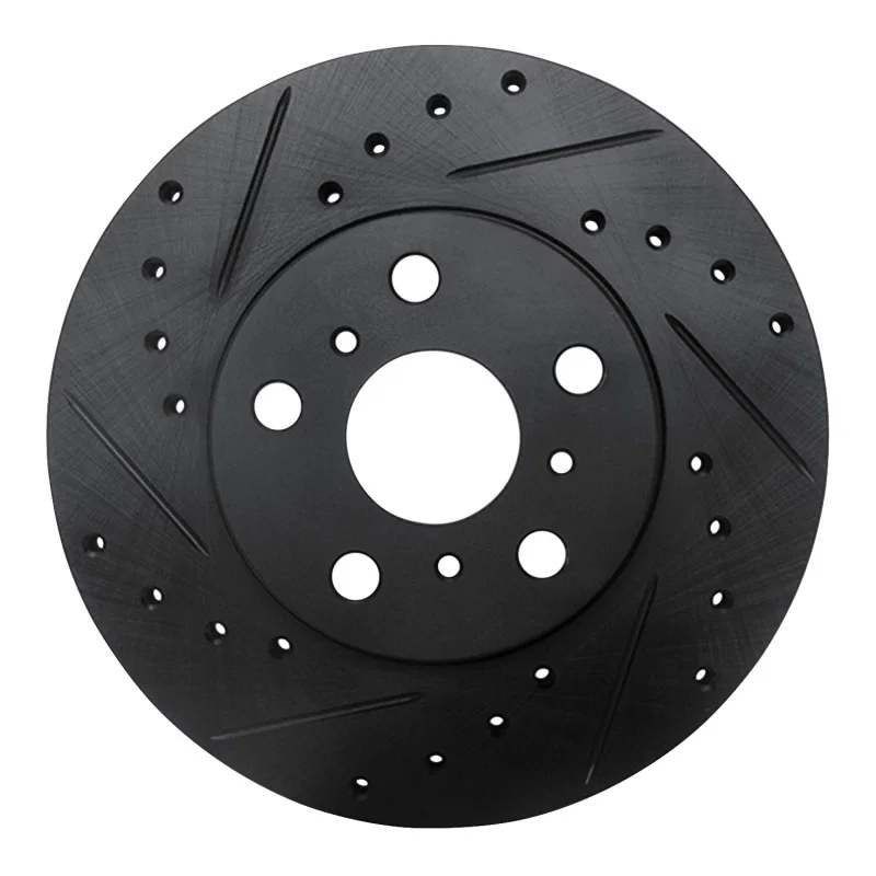 R1 Concepts 633-76044L, R1 90-91 Toyota Celica Front Left Drilled & Slotted Black Brake Rotor
