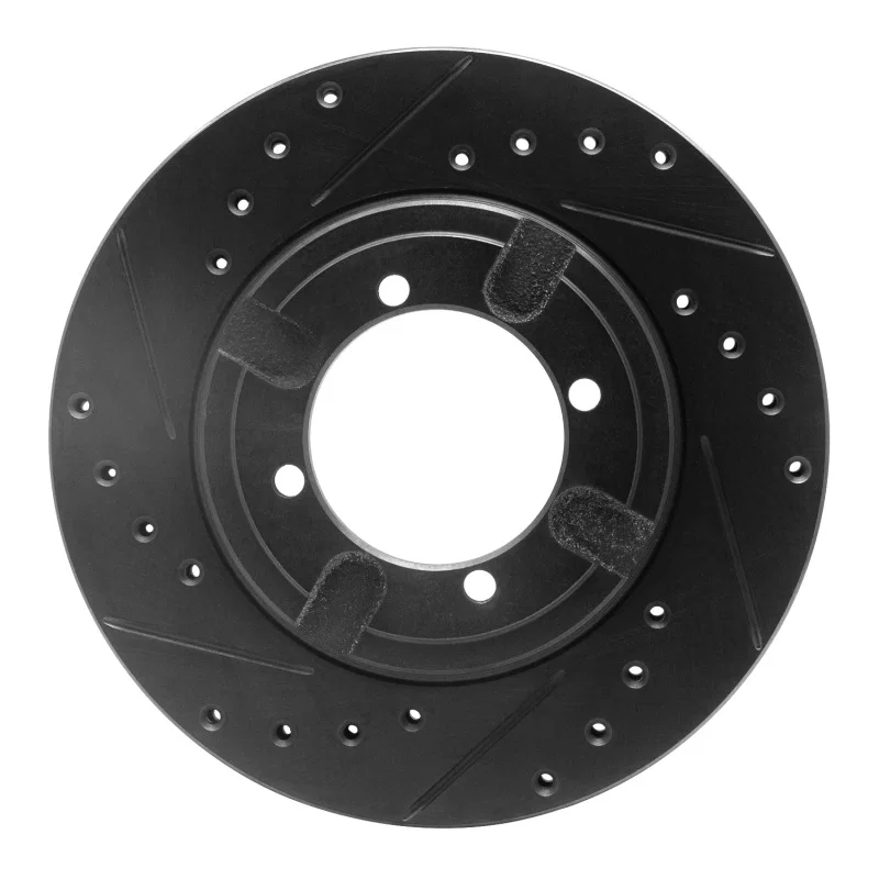 R1 Concepts 633-72009L, R1 84-90 Dodge COLT Front Left Drilled & Slotted Black Brake Rotor