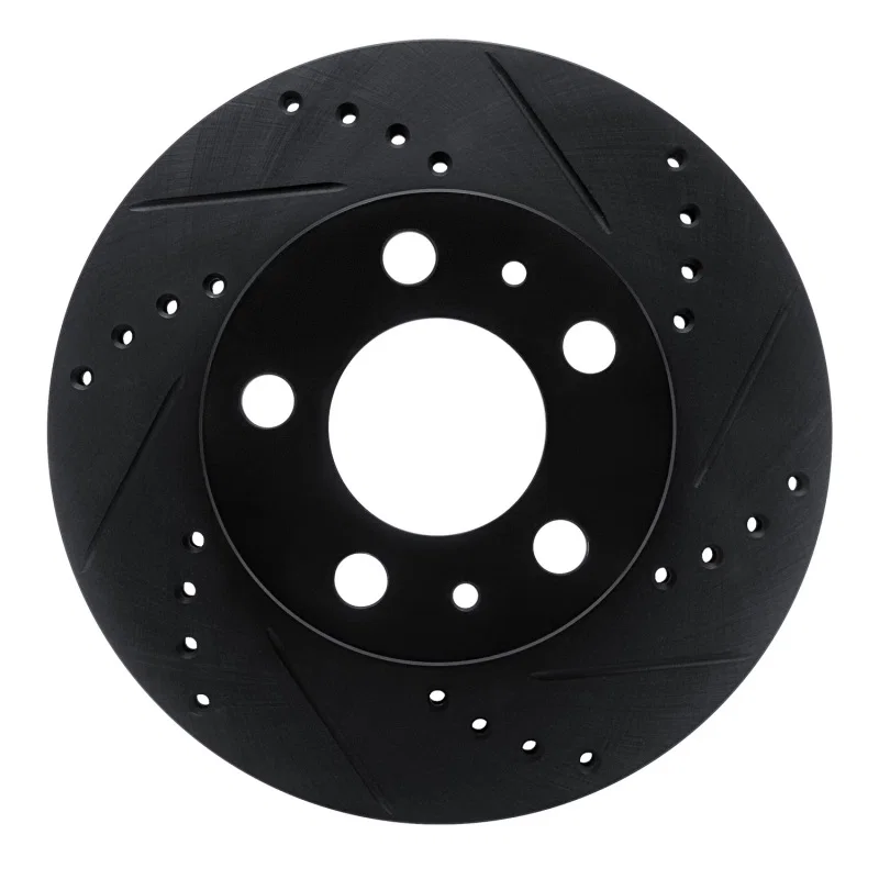 R1 Concepts 633-27005R, R1 76-93 Volvo 244 Front Right Drilled & Slotted Black Brake Rotor