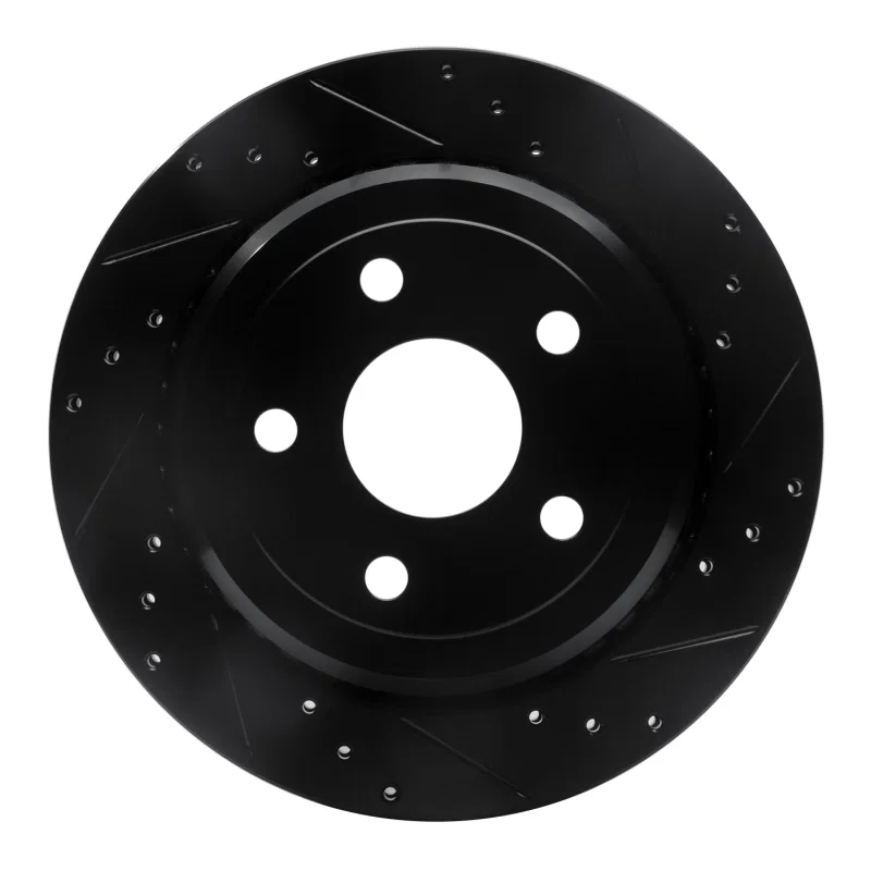 R1 Concepts 633-42006R, R1 11-25 Dodge Durango Rear Right Drilled & Slotted Black Brake Rotor