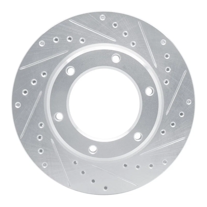 R1 Concepts 631-76110R, R1 90-92 Toyota Land Cruiser Front Right Drilled & Slotted Silver Brake Rotor