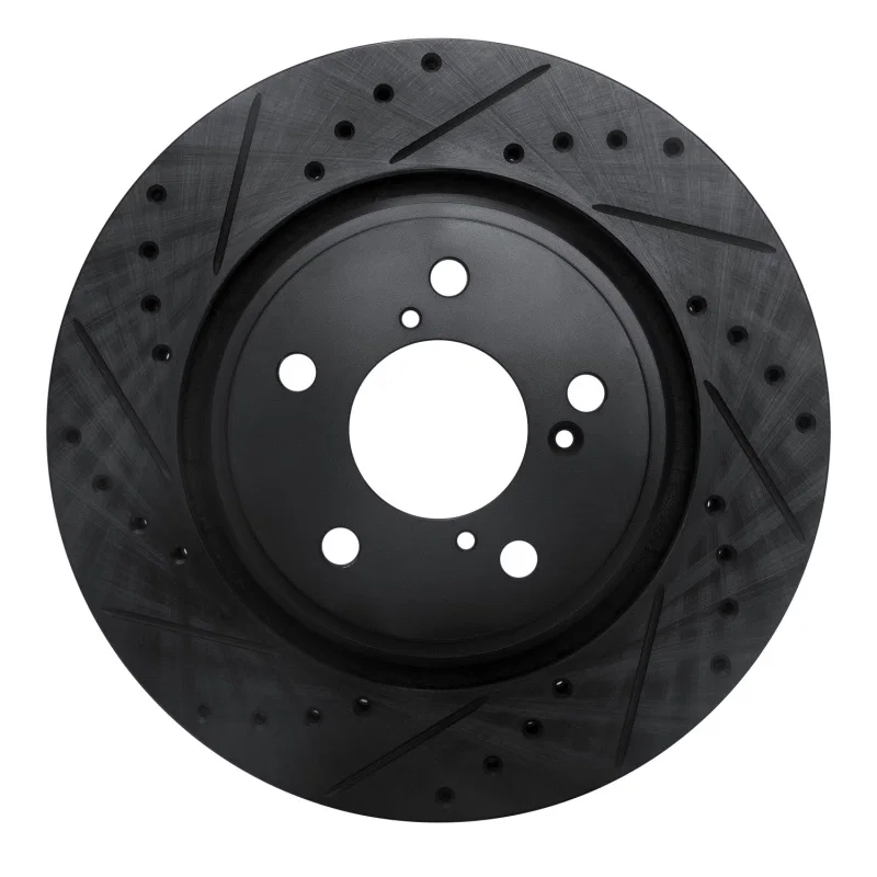 R1 Concepts 633-59058L, R1 15-25 Acura MDX Front Left Drilled & Slotted Black Brake Rotor