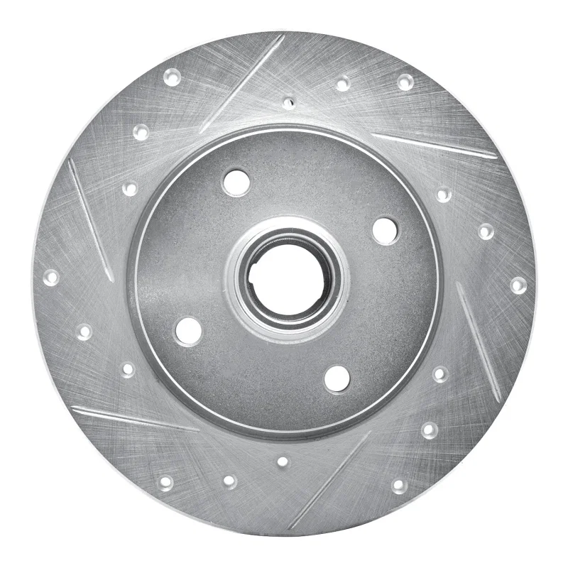 R1 Concepts 631-02004L, R1 76-84 Porsche 924 Front Left Drilled & Slotted Silver Brake Rotor