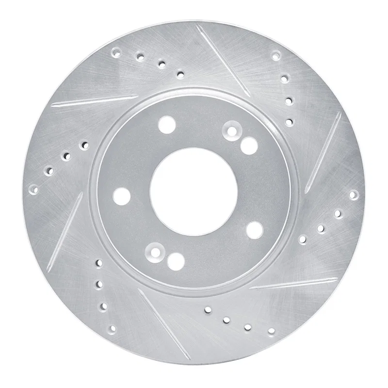 R1 Concepts 631-21011R, R1 10-13 Kia Forte5 Front Right Drilled & Slotted Silver Brake Rotor