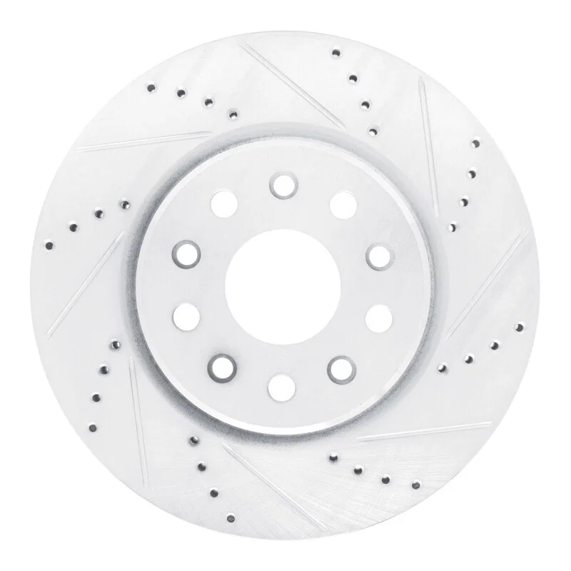 R1 Concepts 631-42046R, R1 22-25 Jeep Grand Cherokee Front Right Drilled & Slotted Silver Brake Rotor