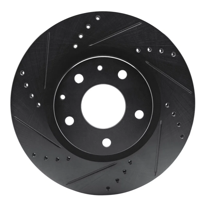 R1 Concepts 633-80081L, R1 19-25 Mazda CX-30 Front Left Drilled & Slotted Black Brake Rotor