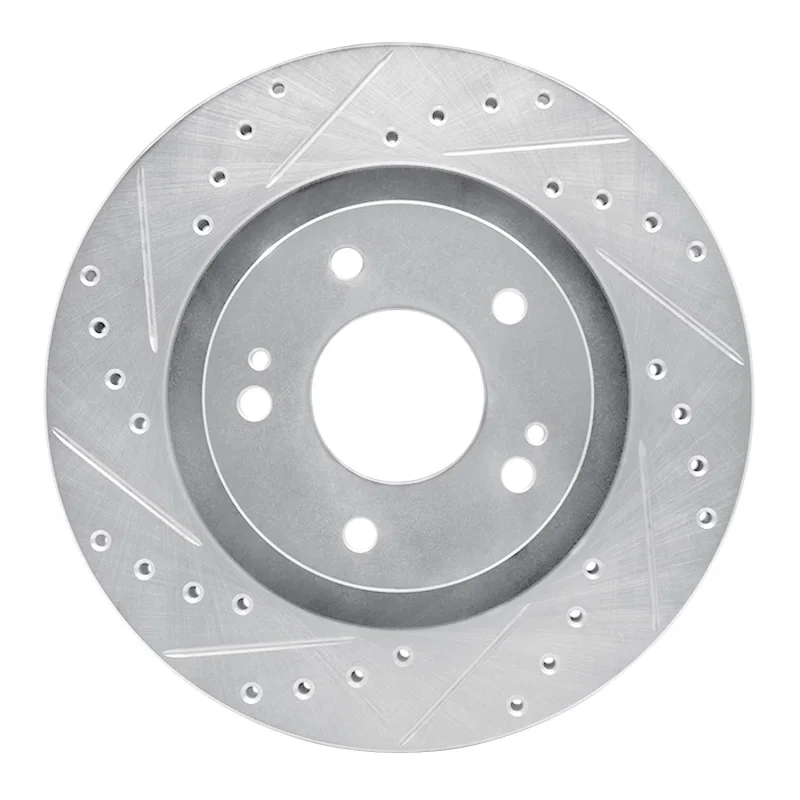 R1 Concepts 631-72061L, R1 05-22 Mitsubishi Outlander Front Left Drilled & Slotted Silver Brake Rotor