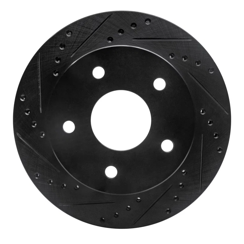 R1 Concepts 633-40090L, R1 00-02 Dodge Ramcharger (Mexico) Front Left Drilled & Slotted Black Brake Rotor