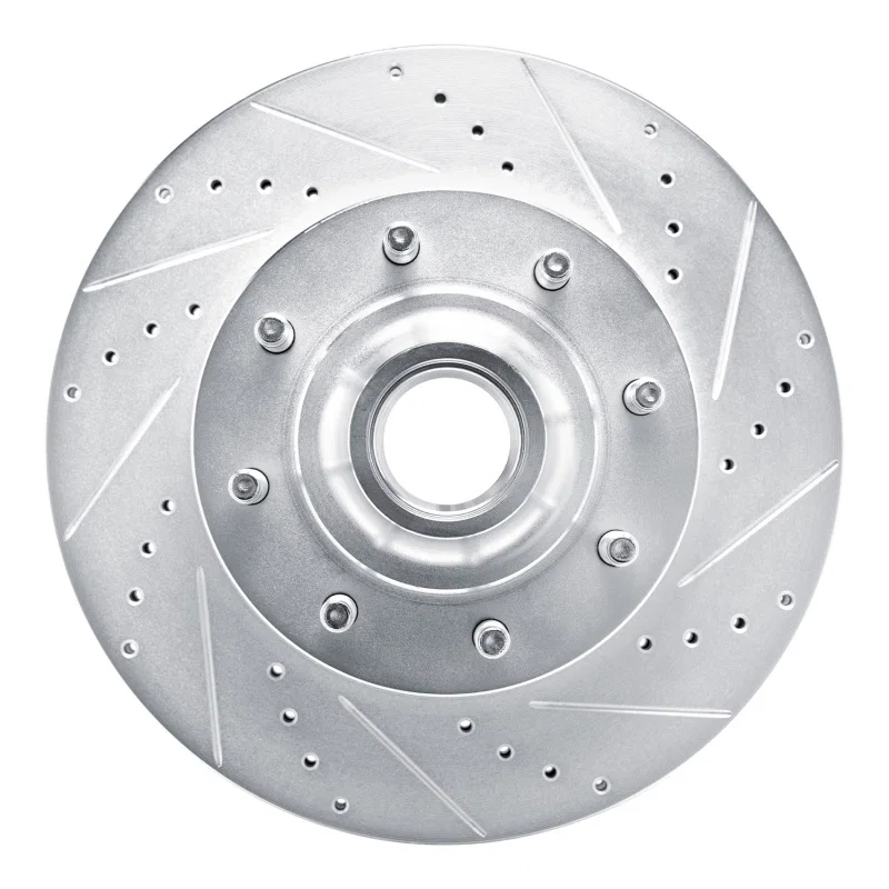 R1 Concepts 631-54209R, R1 08-25 Ford E-350 Super Duty Front Right Drilled & Slotted Silver Brake Rotor