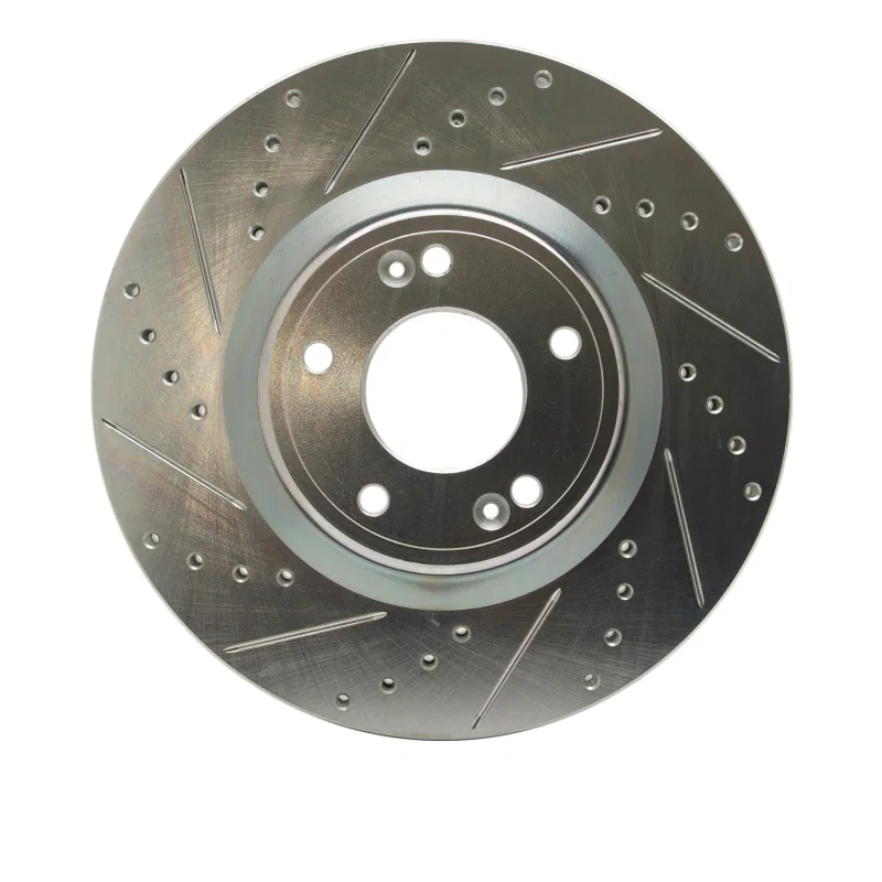 R1 Concepts 631-03030L, R1 09-11 Hyundai Genesis Sedan Front Left Drilled & Slotted Silver Brake Rotor