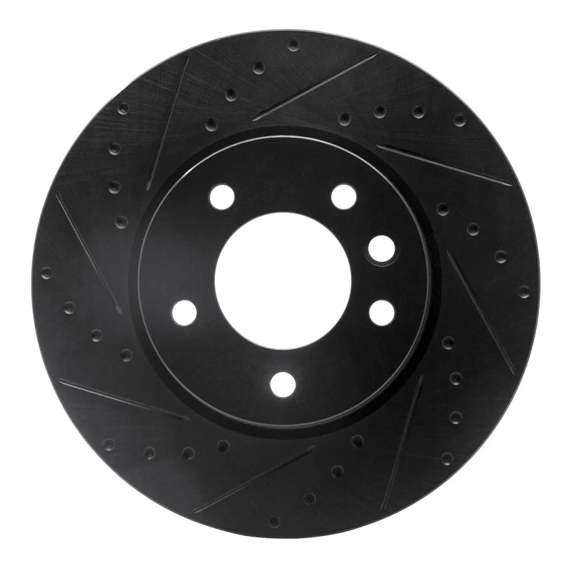 R1 Concepts 633-74049D, R1 03-18 Porsche Cayenne Right Front Drilled & Slotted Black Brake Rotor