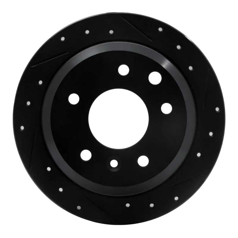 R1 Concepts 633-20004R, R1 86-89 Jaguar XJ12 Rear Right Drilled & Slotted Black Brake Rotor