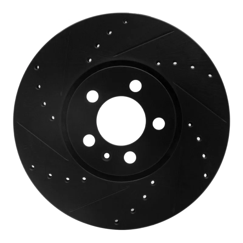 R1 Concepts 633-74015L, R1 96-98 Volkswagen Golf Front Left Drilled & Slotted Black Brake Rotor