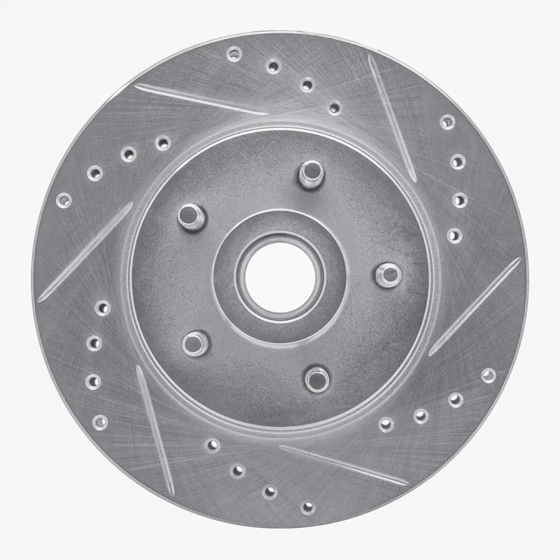 R1 Concepts 631-55001R, R1 84-87 Lincoln CONTINENTAL Front Right Drilled & Slotted Silver Brake Rotor