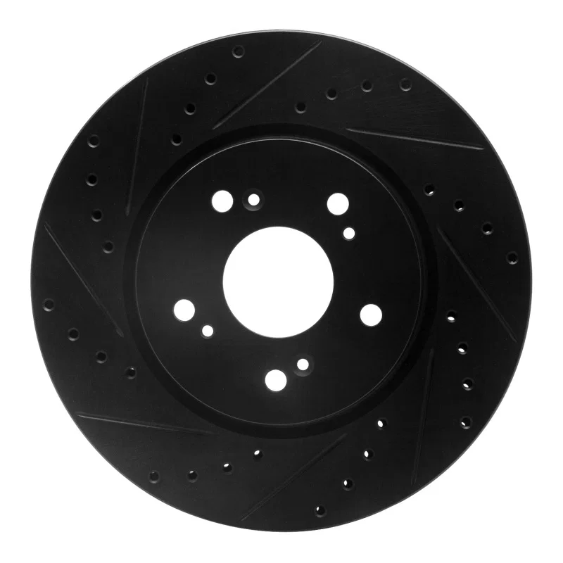 R1 Concepts 633-59055L, R1 07-16 Acura RDX Front Left Drilled & Slotted Black Brake Rotor