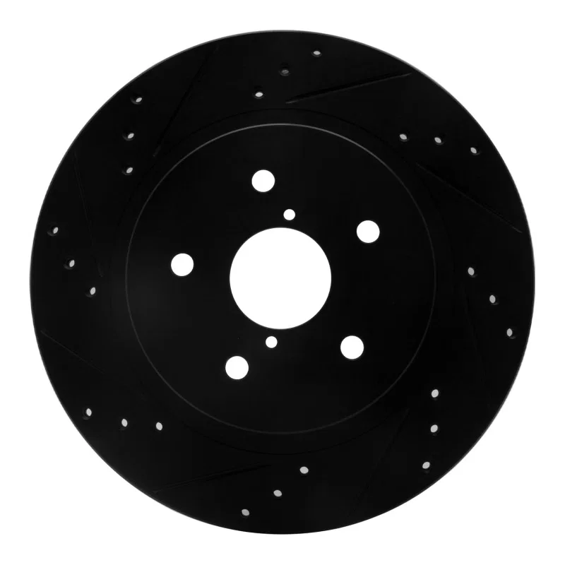 R1 Concepts 633-13028L, R1 15-25 Subaru Outback Rear Left Drilled & Slotted Black Brake Rotor