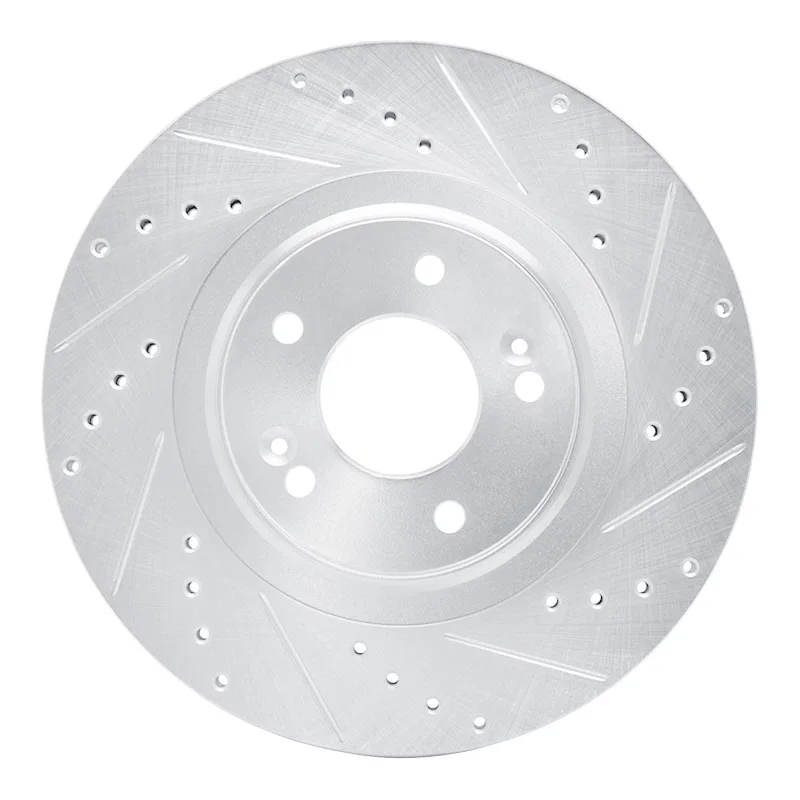 R1 Concepts 631-03053R, R1 13-20 Hyundai SANTA FE Front Right Drilled & Slotted Silver Brake Rotor